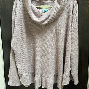Anthropologie ruffle bottom cowl neck sweater
